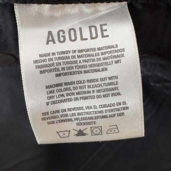 Agolde 90s Bermuda Shorts Women’s 23 Black Denim Raw Hem Mid Rise NWT - Picture 12 of 16